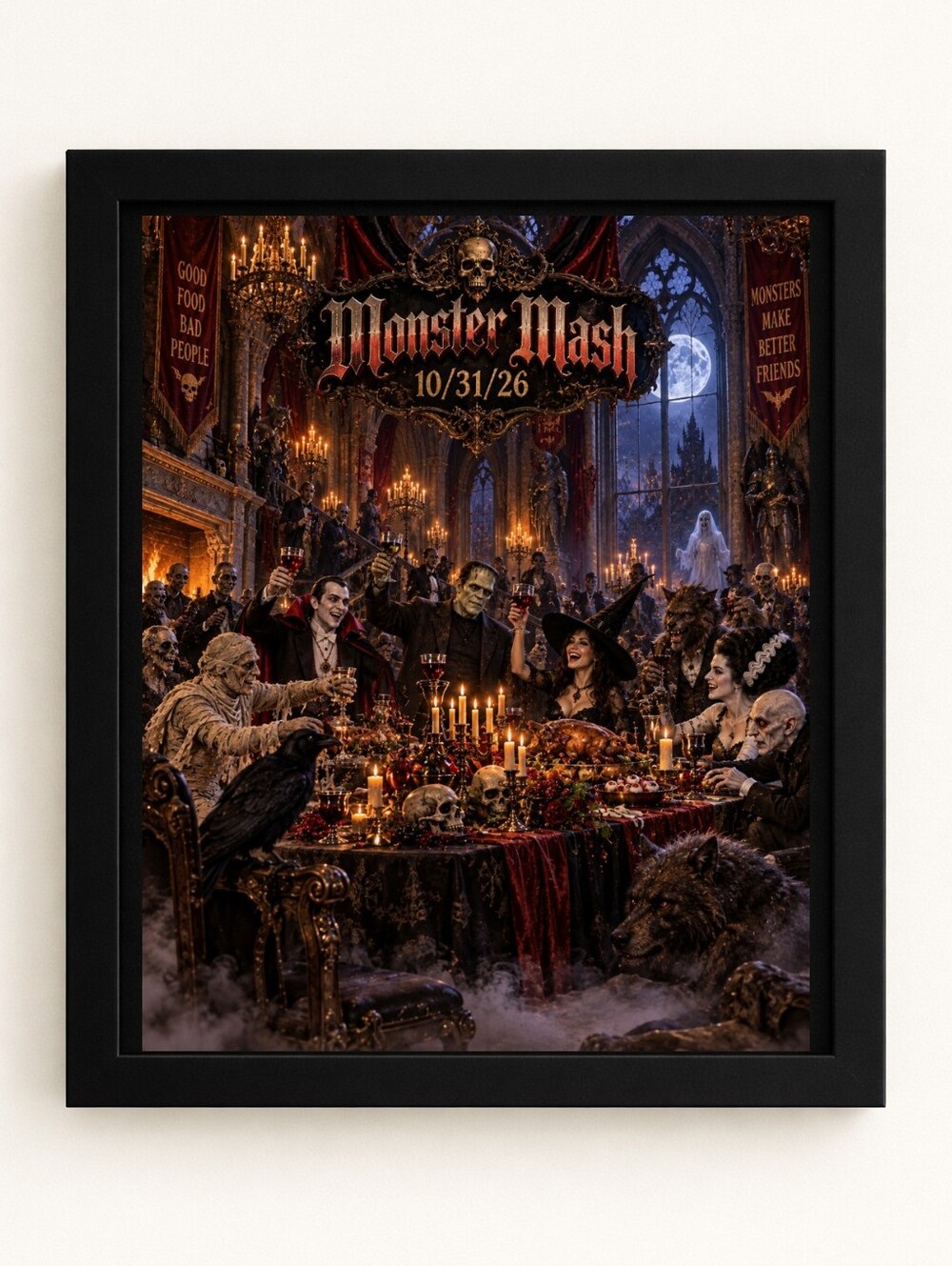8x10 Frame Monster Mash Halloween A.I. Print